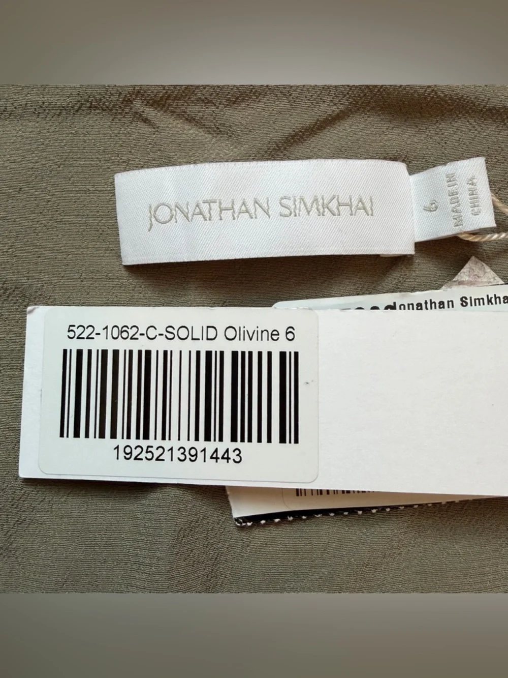 Jonathan Simkhai Leilani Faux-Wrap Mini Dress Olivine, Size 6 *NEW WITH TAGS* - Picture 9 of 9
